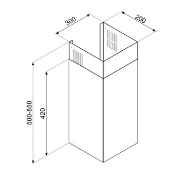 SMEG KÜRTŐHOSSZABBÍTÓ, min. 550, max. 850 mm (200*300), KV… elszívókhoz, matt fekete