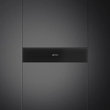 SMEG Melegen tartó fiók tekerőgombbal - Linea design, fekete üveg