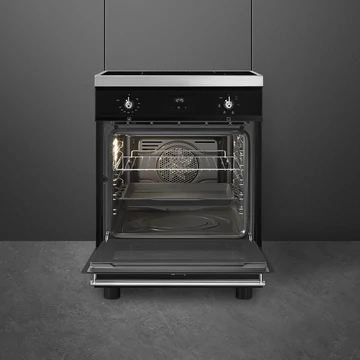 SMEG SZABADONÁLLÓ TŰZHELY, Classica design, 60 cm, 1 sütőtér, 6 funkció, indukciós főzőlap, matt fekete