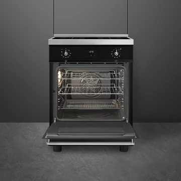 SMEG SZABADONÁLLÓ TŰZHELY, Classic design, 60 cm, 1 sütőtér, indukciós főzőlap, fekete