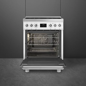SMEG SZABADONÁLLÓ TŰZHELY, Classica design, 60 cm, 1 sütőtér, indukciós főzőlap, matt fehér