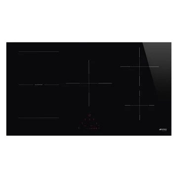 SMEG INDUKCIÓS FŐZŐLAP, Universal design, 90 cm, 5 főzőzóna, 1 MultiZone híd zóna, fekete üveg