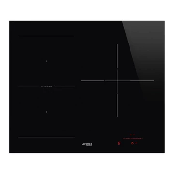 SMEG INDUKCIÓS FŐZŐLAP, Universal design, 60 cm, 3 főzőzóna, 1 MultiZone híd zóna, egyenes él, fekete