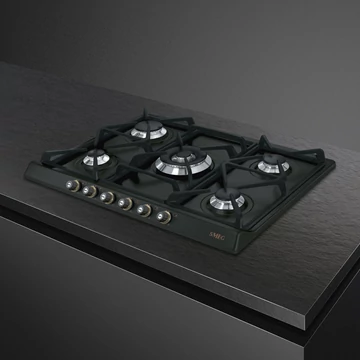 SMEG GÁZ FŐZŐLAP, Cortina design, 70 cm, 5 gázégő, antracit