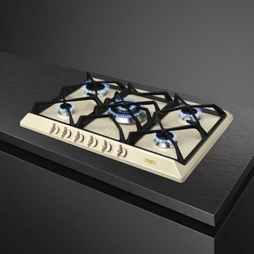 SMEG GÁZ FŐZŐLAP, Colonial design, 70 cm, 5 gázégő, bézs