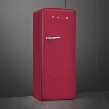 SMEG FAB28 Egyajtós hűtőszekrény, felül fagyasztórekesszel, jobbos - 50-es évek retro design, matt rubinpiros