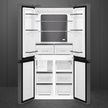 SMEG SZABADONÁLLÓ HŰTŐ ÉS FAGYASZTÓ, 84x179 cm, D energiaosztály, francia ajtó, sötét inox