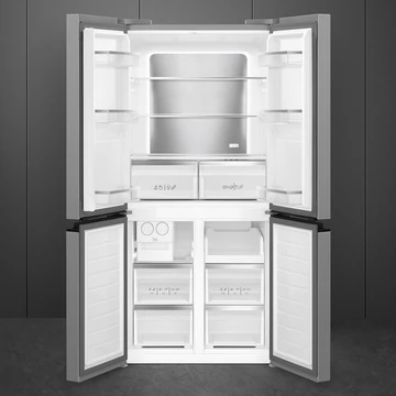 SMEG SZABADONÁLLÓ HŰTŐ ÉS FAGYASZTÓ, 84x179 cm, D energiaosztály, francia ajtó, inox