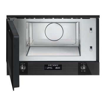 SMEG MIKROHULLÁMÚ SÜTŐ, Linea design, beépíthető, 22 liter, mélyfeketefekete üveg