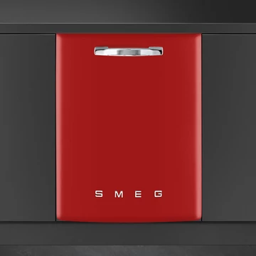 SMEG BEÉPÍTHETŐ MOSOGATÓGÉP, retro, 60 cm, 13 teríték, 10 funkció, 7 hőmérséklet, piros front