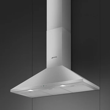 SMEG UNIVERSALE design kürtős fali páraelszívó, 90 cm, inox, 3+1 sebesség, elektronikus gombok
