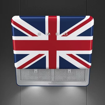 SMEG 50-ES ÉVEK RETRO design vertikális fali páraelszívó, 75 cm, angol zászlós