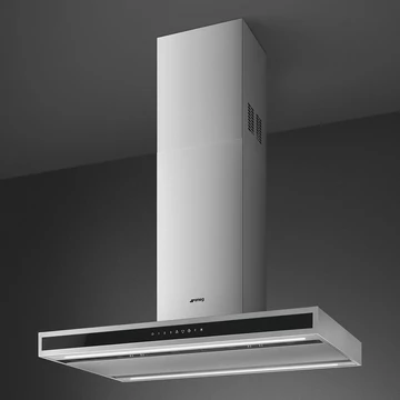SMEG UNIVERSALE design T-shape sziget páraelszívó, 90 cm, inox + üveg