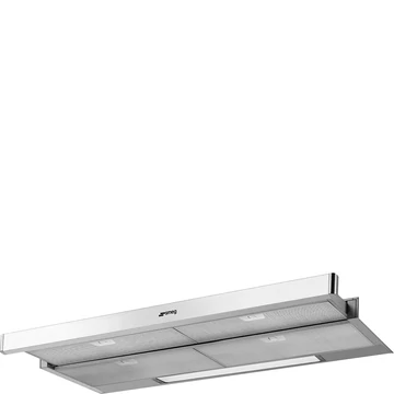 SMEG UNIVERSALE design teleszkópos páraelszívó, 90 cm, inox, tolókapcsolós vezérlés, LED csík