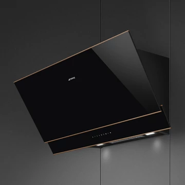 SMEG DOLCE STIL NOVO design vertikális fali páraelszívó, 90 cm, fekete
