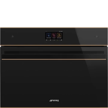 SMEG Kombinált Kompakt gőzsütő - Dolce Stil Novo design, fekete üveg, réz díszítéssel