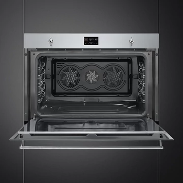 SMEG 90 cm széles hőlégkeveréses sütő, LCD kijelzővel, tekerőgombokkal - Classica design, inox