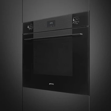SMEG HŐLÉGKEVERÉSES SÜTŐ, Linea design, 75x60 cm, ES LCD, mélyfekete üveg
