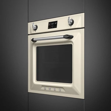 SMEG Kombinált gőzsütő Galileo sütőtérrel,  pirolitikus tisztítássál, nagy LCD kijelzővel - Victoria design, bézs