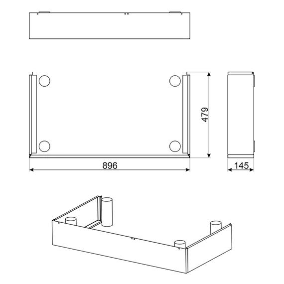 SMEG MAGASSÁGNÖVELŐ LÁBAZATI ELEM PORTOFINO COOKERHEZ, 950 mm-re magasít, 90 cm-es cookerhez