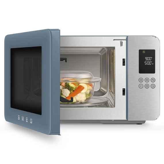 SMEG ASZTALI MIKROHULLÁMÚ SÜTŐ GRILL FUNKCIÓVAL, matt viharkék, mikrohullámú sütés