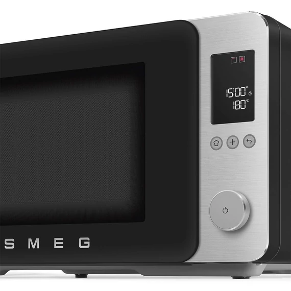 SMEG ASZTALI MIKROHULLÁMÚ SÜTŐ GRILL, LÉGKEVERÉS ÉS AIR FRY FUNKCIÓVAL,  matt fekete, kezelőpanel