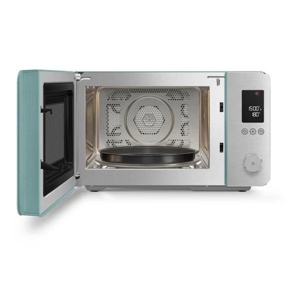 SMEG ASZTALI MIKROHULLÁMÚ SÜTŐ GRILL, LÉGKEVERÉS ÉS AIR FRY FUNKCIÓVAL, matt smaragdzöld, sütőtér
