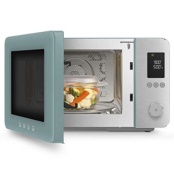 SMEG ASZTALI MIKROHULLÁMÚ SÜTŐ GRILL, LÉGKEVERÉS ÉS AIR FRY FUNKCIÓVAL, matt smaragdzöld, mikrohullámú sütés