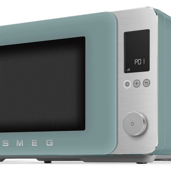 SMEG ASZTALI MIKROHULLÁMÚ SÜTŐ GRILL, LÉGKEVERÉS ÉS AIR FRY FUNKCIÓVAL, matt smaragdzöld, kezelőpanel