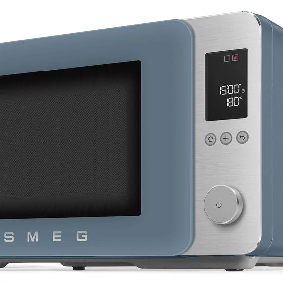 SMEG ASZTALI MIKROHULLÁMÚ SÜTŐ GRILL, LÉGKEVERÉS ÉS AIR FRY FUNKCIÓVAL, matt viharkék, kezelőpanel