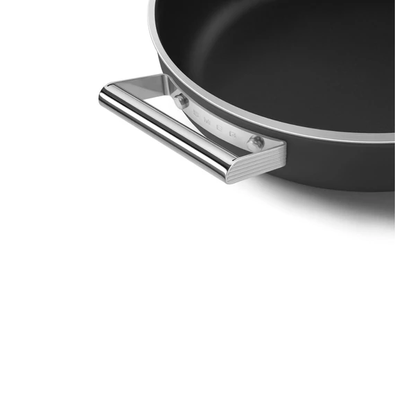 Smeg fekete 28 cm-es alacsony lábas fedővel, fogantyú