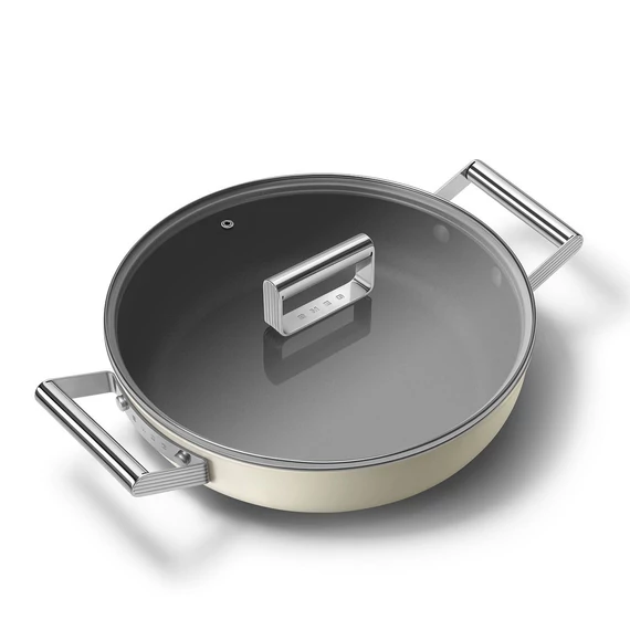 Smeg bézs 28 cm-es alacsony lábas fedővel