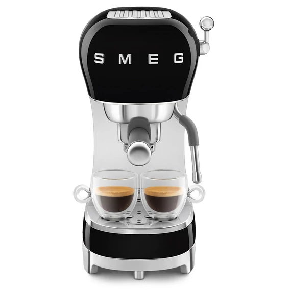 SMEG fekete karos espresso kávéfőző, szemből