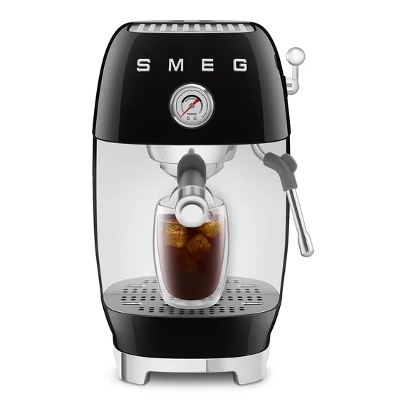 SMEG fekete karos espresso kávéfőző Cold brew funkcióval, dupla kávé
