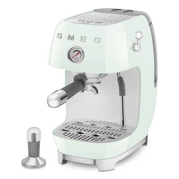 SMEG világoszöld karos espresso kávéfőző Cold brew funkcióval és tamper