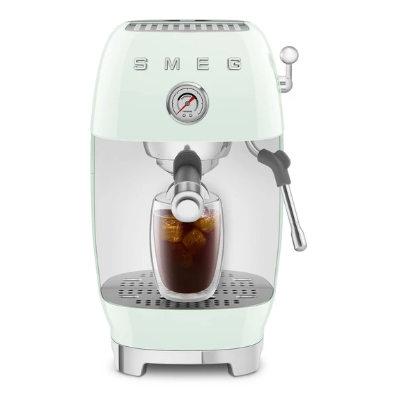 SMEG világoszöld karos espresso kávéfőző Cold brew funkcióval, dupla kávé
