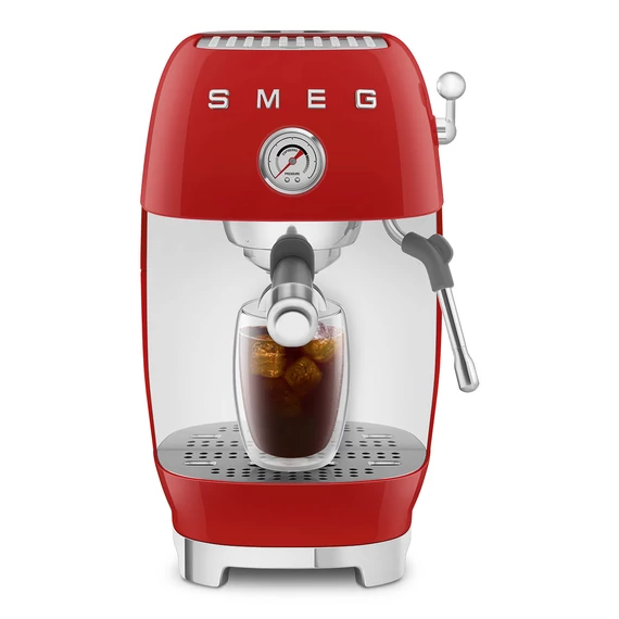 SMEG piros karos espresso kávéfőző Cold brew funkcióval, dupla kávé