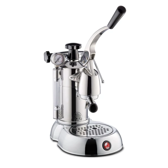 La Pavoni STRADIVARI PROFESSIONAL karos kávéfőző, inox, fekete kiegészítőkkel