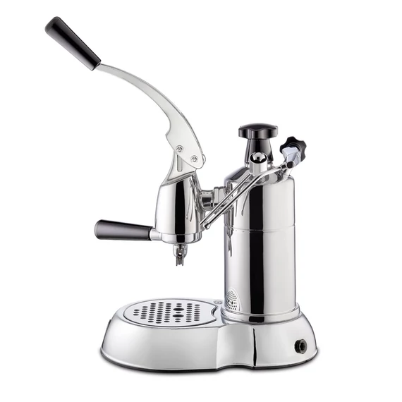 La Pavoni STRADIVARI PROFESSIONAL karos kávéfőző, inox, fekete kiegészítőkkel