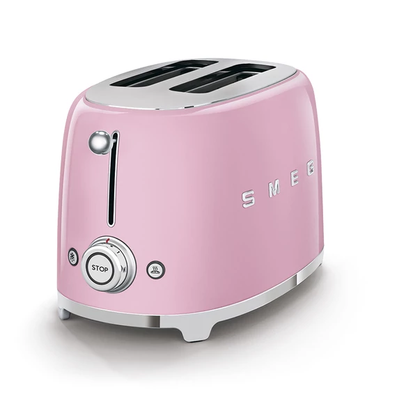 Smeg rózsaszín 2 szeletes kenyérpirító, oldalról