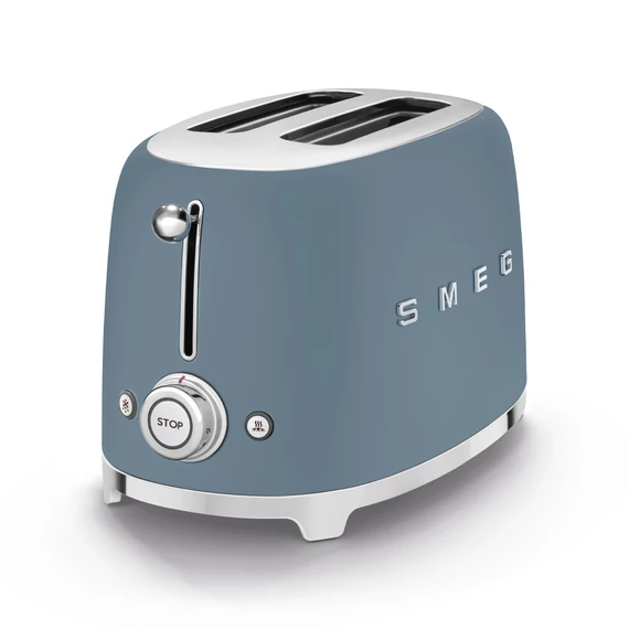 Smeg matt viharkék 2 szeletes kenyérpirító, oldalról, jobbról