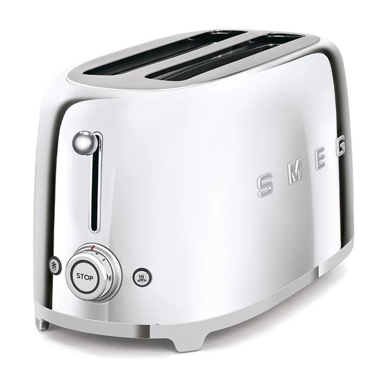 SMEG fényes króm 4 szeletes kenyérpirító, oldalról