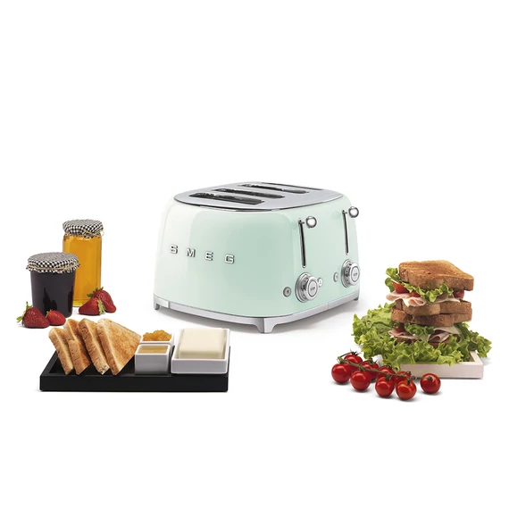 SMEG világoszöld 2x2 szeletes kenyérpirító, reggeli