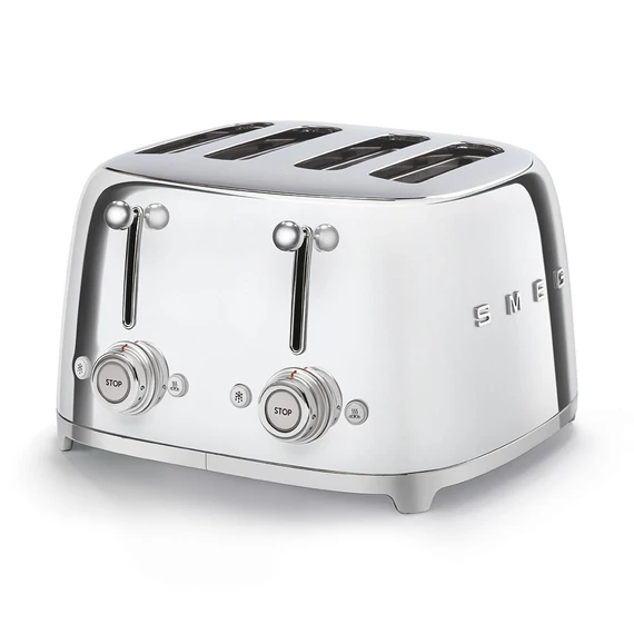 SMEG fényes króm 2x2 szeletes kenyérpirító, szemből