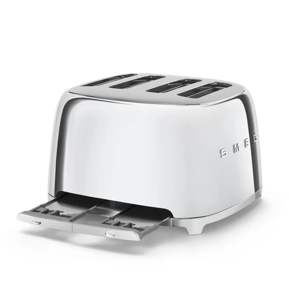 SMEG fényes króm 2x2 szeletes kenyérpirító, morzsatálcával