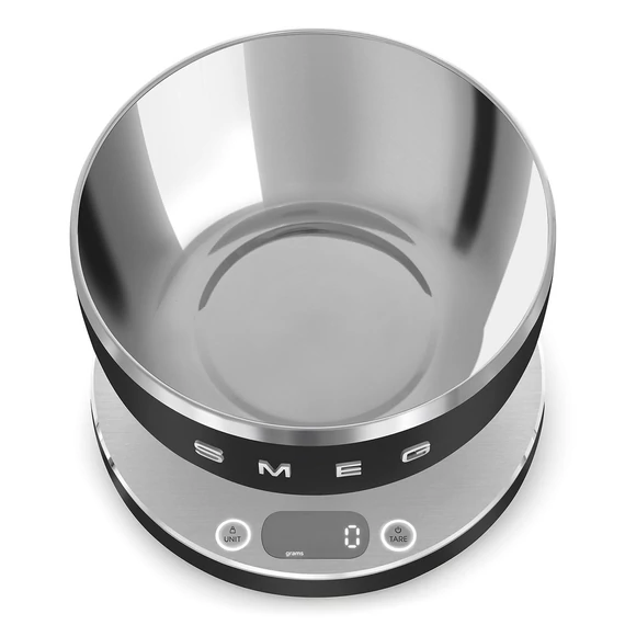 Smeg matt fekete digitális konyhai mérleg, felülről