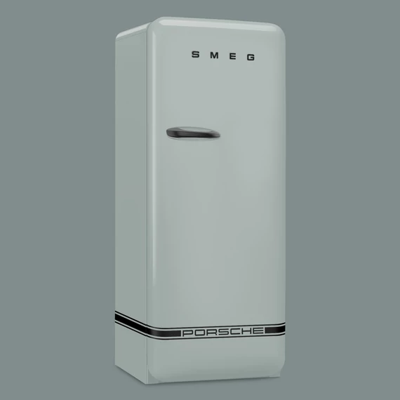 Porsche x SMEG FAB28 Egyajtós hűtőszekrény, felül fagyasztórekesszel, jobbos, Shade Green, oldalról