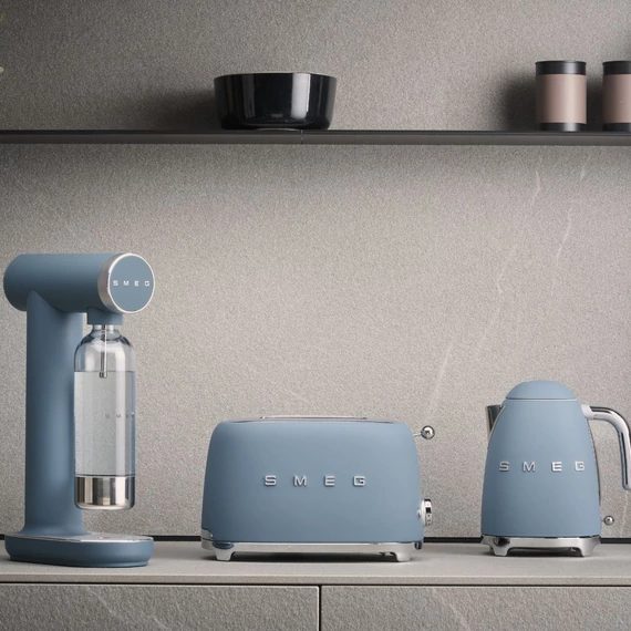 Smeg matt viharkék vízforraló, kenyérpirító és szódagép