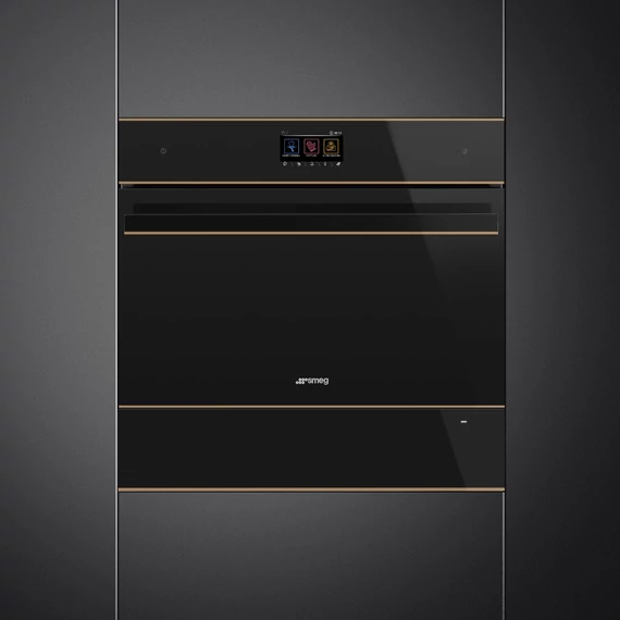 SMEG Melegentartó fiók érintőkijelzővel  - Dolce Stil Novo design, fekete üveg - beépítve, sütővel