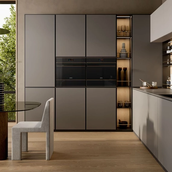 SMEG Melegentartó fiók érintőkijelzővel  - Dolce Stil Novo design, fekete üveg - konyhában